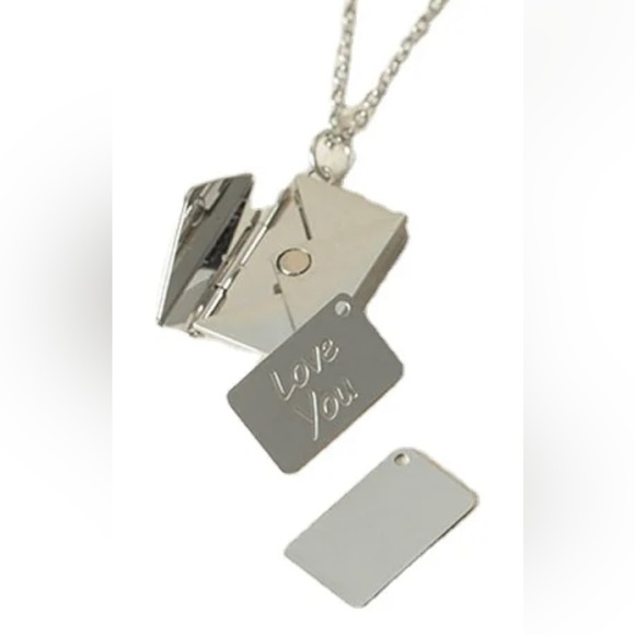 NEW Necklace LOVE YOU letter inside envelope Stainless Steel - Picture 1 of 2